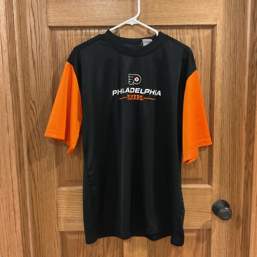 Philadelphia Flyers Lee Sport Vintage Black Orange Tee L Hockey